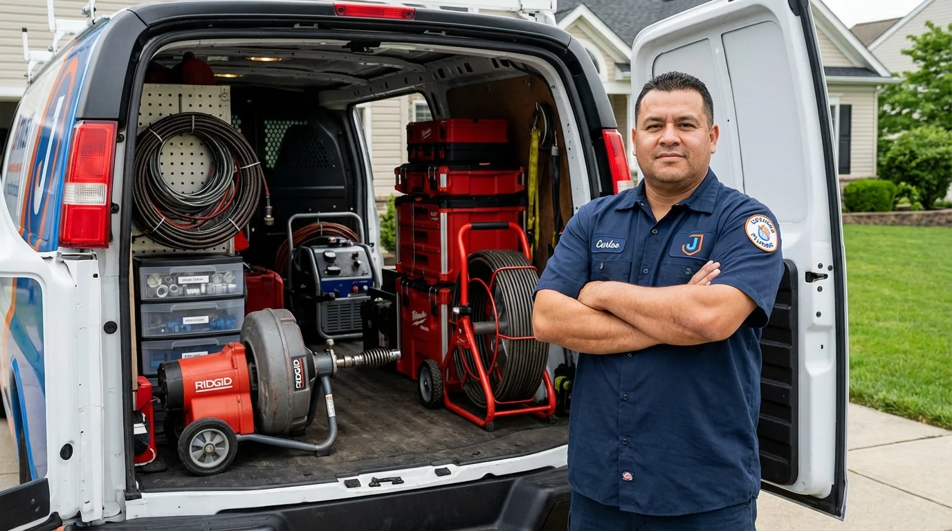 Professional drain cleaning equipment and Johns Plumbing LLC plumber in Euclid