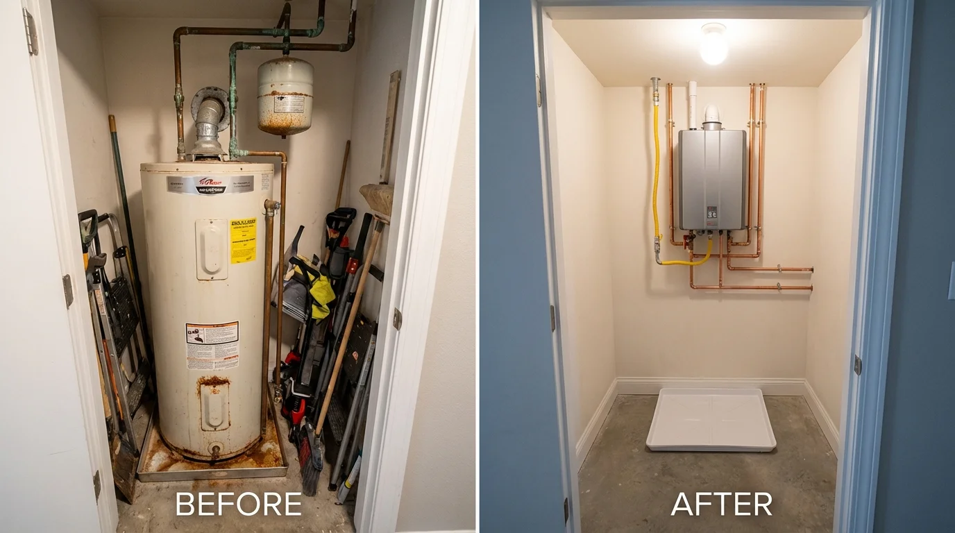 Tank water heater versus wall-mounted tankless unit comparison for Euclid, OH homeowners