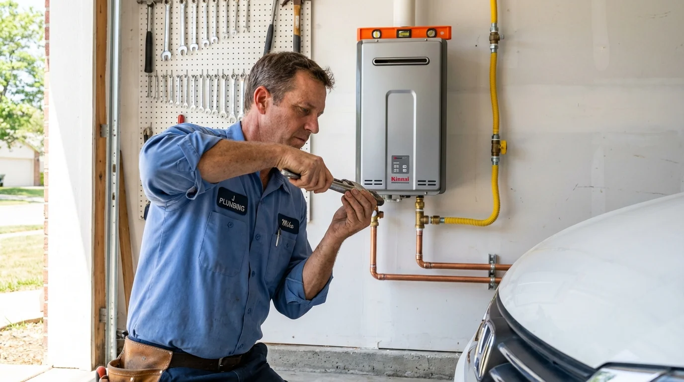 Tankless water heater installation by a Johns Plumbing LLC plumber in Euclid